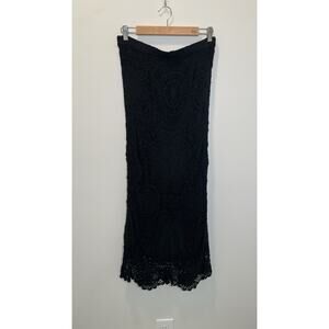 Very Vera Crochet Maxi Skirt Boho Festival Peasant Goth Witchy Black Size L